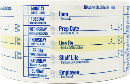 2x3 Dissolvable Food Labels, 1000 Food Container Stickers, Blue