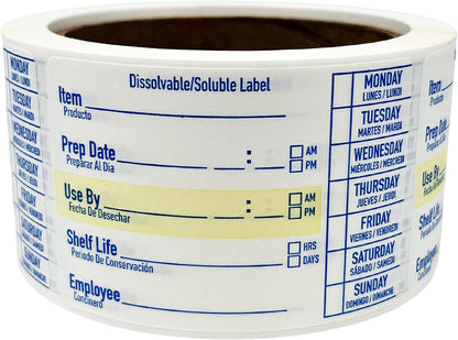 2x3 Dissolvable Food Labels, 1000 Food Container Stickers, Blue