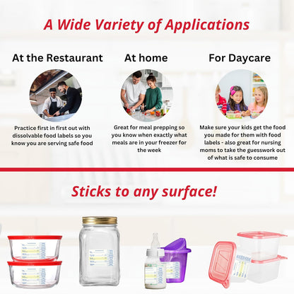 2x3 Dissolvable Food Labels, 1000 Food Container Stickers, Blue