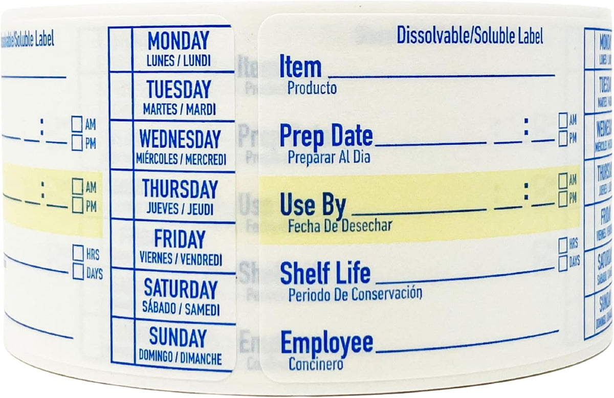 2x3 Dissolvable Food Labels, 1000 Food Container Stickers, Blue