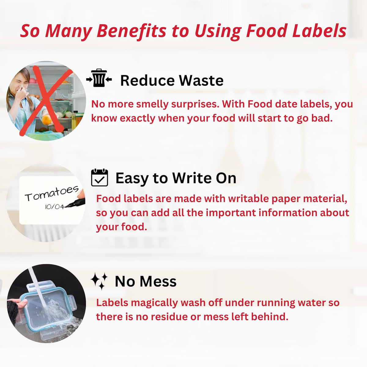 2x3 Dissolvable Food Labels, 1000 Food Container Stickers, Blue