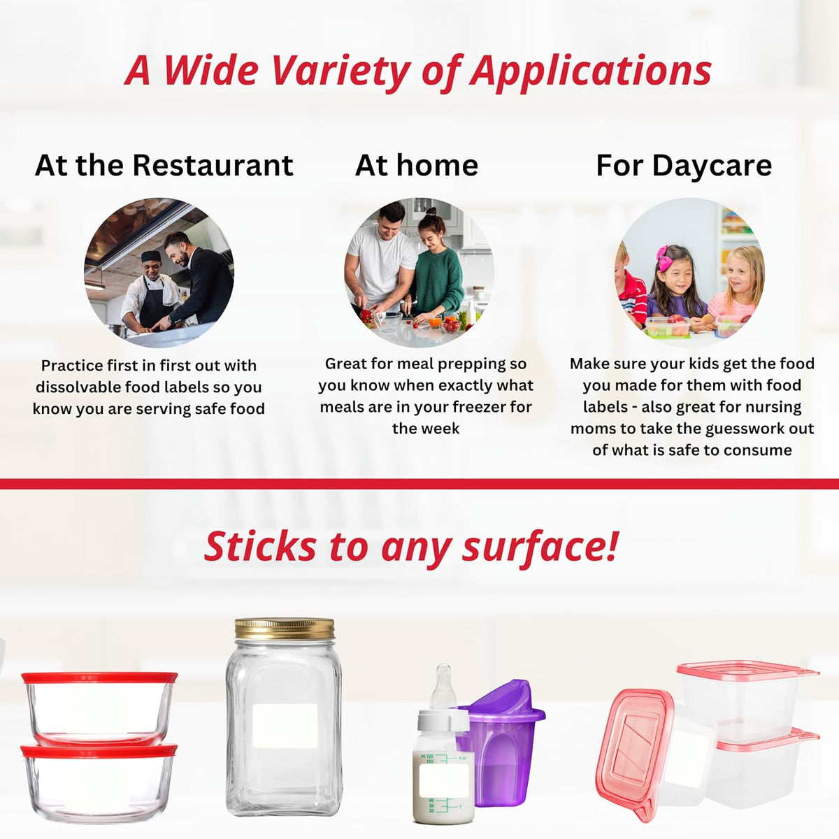2x3 Dissolvable Food Labels, 1000 Food Container Stickers, Blue