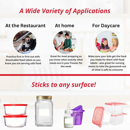 2x3 Dissolvable Food Labels, 1000 Food Container Stickers, Blue