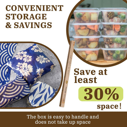 3 Pcs Beeswax Wraps for Food Roll 13 x 40 Inch Japanese Style
