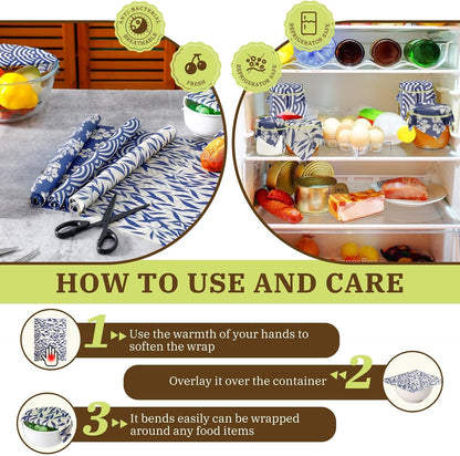 3 Pcs Beeswax Wraps for Food Roll 13 x 40 Inch Japanese Style