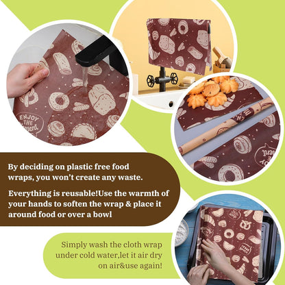 3 Pcs Beeswax Wraps for Food Roll 13 x 40 Inch Japanese Style