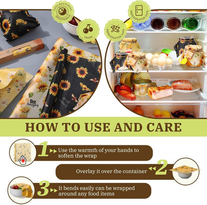 3 Pcs Beeswax Wraps for Food Roll 13 x 40 Inch Japanese Style