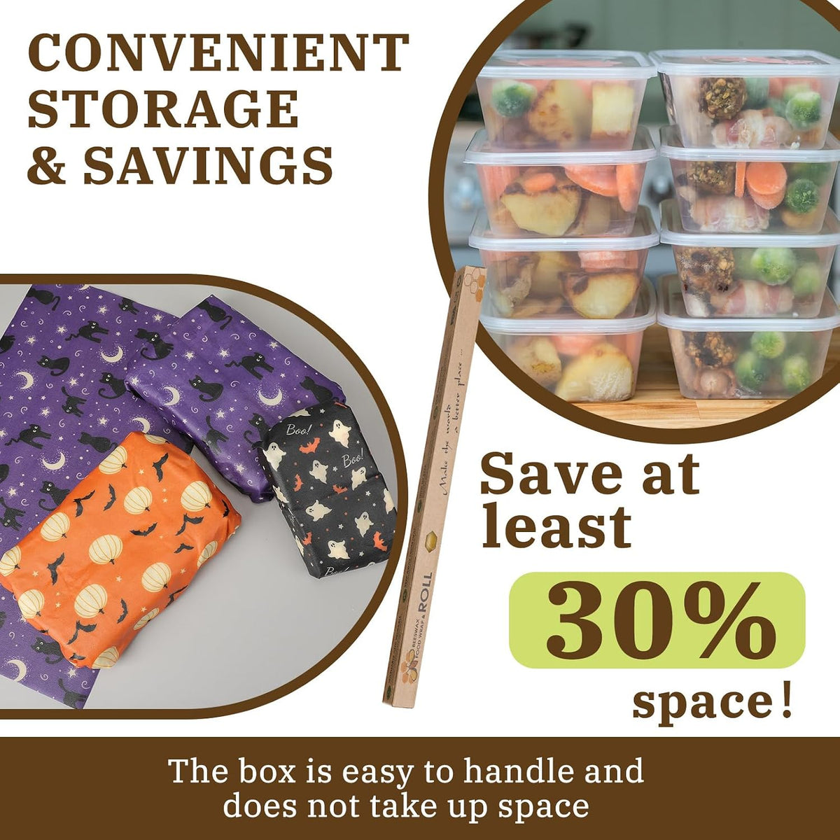 3 Pcs Beeswax Wraps for Food Roll 13 x 40 Inch Japanese Style