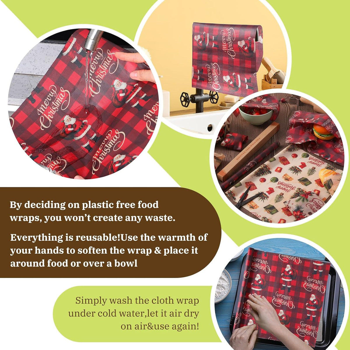 3 Pcs Beeswax Wraps for Food Roll 13 x 40 Inch Japanese Style