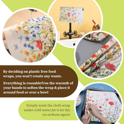 3 Pcs Beeswax Wraps for Food Roll 13 x 40 Inch Japanese Style