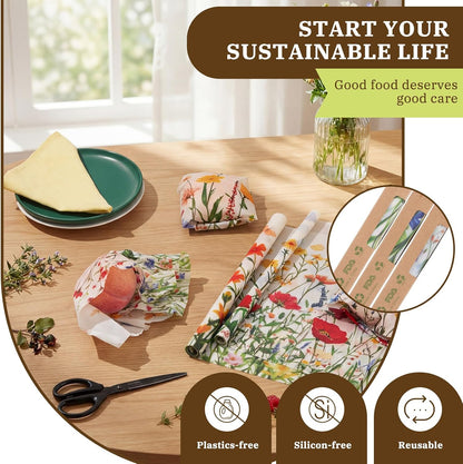 3 Pcs Beeswax Wraps for Food Roll 13 x 40 Inch Japanese Style