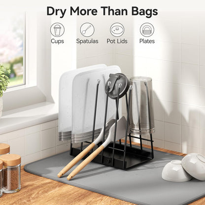 Reusable Bags Drying Rack, Plastic Bags Dryer for Ziplock Lerine Silicone Gallon, Snack, Sandwich Storage Bags, Black