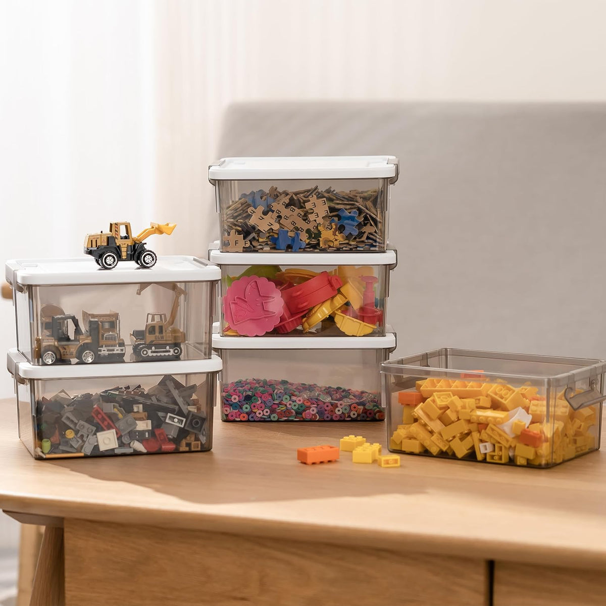 Citylife 1.3Qt Small Storage Bins with Lids,Stackable Clear | Plastic Containers for Beads, Buttons, Sewing Supplies, Office Supplies and Small Toys