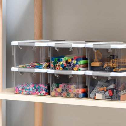 Citylife 1.3Qt Small Storage Bins with Lids,Stackable Clear | Plastic Containers for Beads, Buttons, Sewing Supplies, Office Supplies and Small Toys