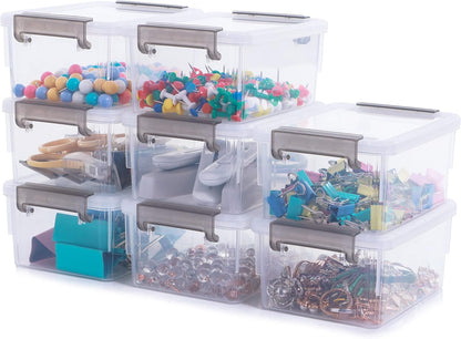 Citylife 1.3Qt Small Storage Bins with Lids,Stackable Clear | Plastic Containers for Beads, Buttons, Sewing Supplies, Office Supplies and Small Toys