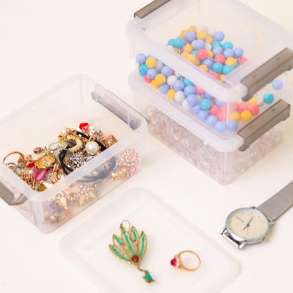 Citylife 1.3Qt Small Storage Bins with Lids,Stackable Clear | Plastic Containers for Beads, Buttons, Sewing Supplies, Office Supplies and Small Toys