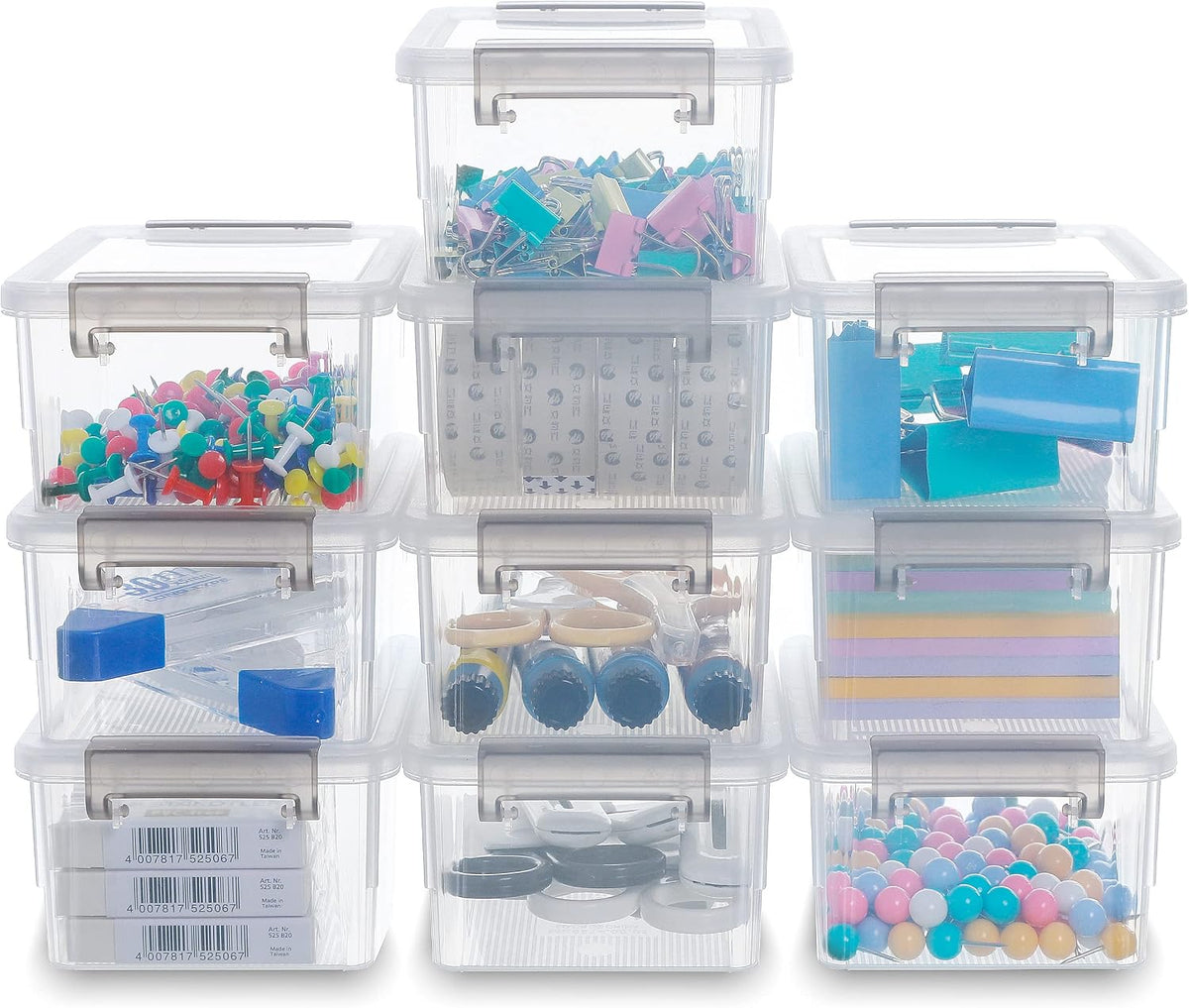 Citylife 1.3Qt Small Storage Bins with Lids,Stackable Clear | Plastic Containers for Beads, Buttons, Sewing Supplies, Office Supplies and Small Toys