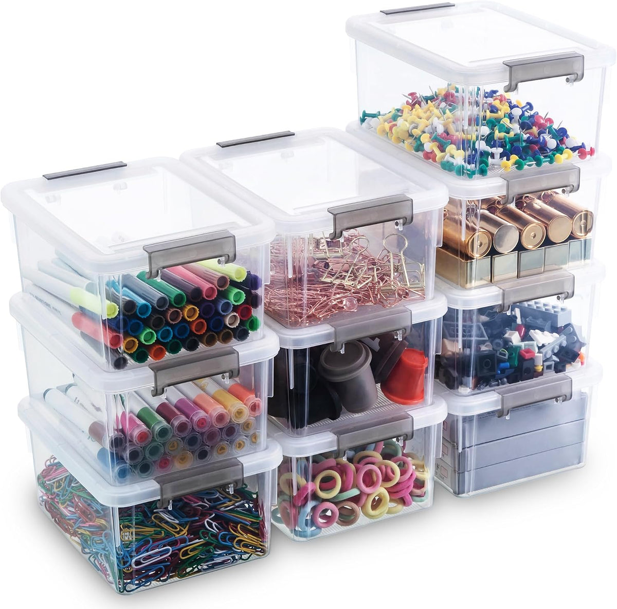 Citylife 1.3Qt Small Storage Bins with Lids,Stackable Clear | Plastic Containers for Beads, Buttons, Sewing Supplies, Office Supplies and Small Toys