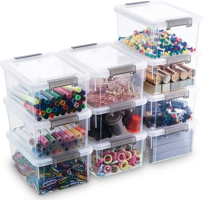 Citylife 1.3Qt Small Storage Bins with Lids,Stackable Clear | Plastic Containers for Beads, Buttons, Sewing Supplies, Office Supplies and Small Toys