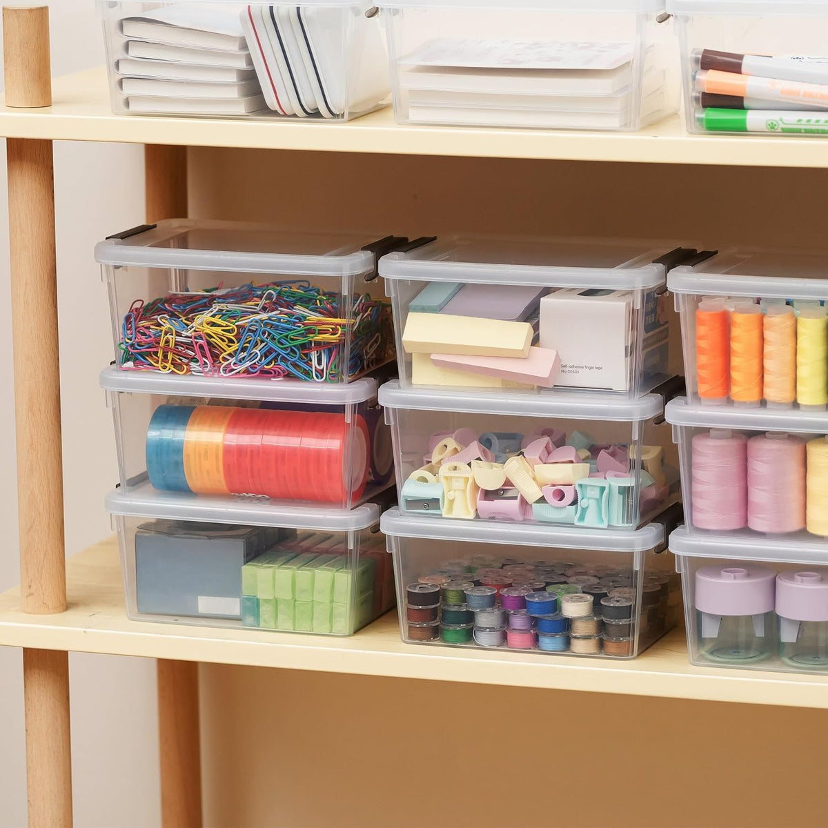 Citylife 1.3Qt Small Storage Bins with Lids,Stackable Clear | Plastic Containers for Beads, Buttons, Sewing Supplies, Office Supplies and Small Toys