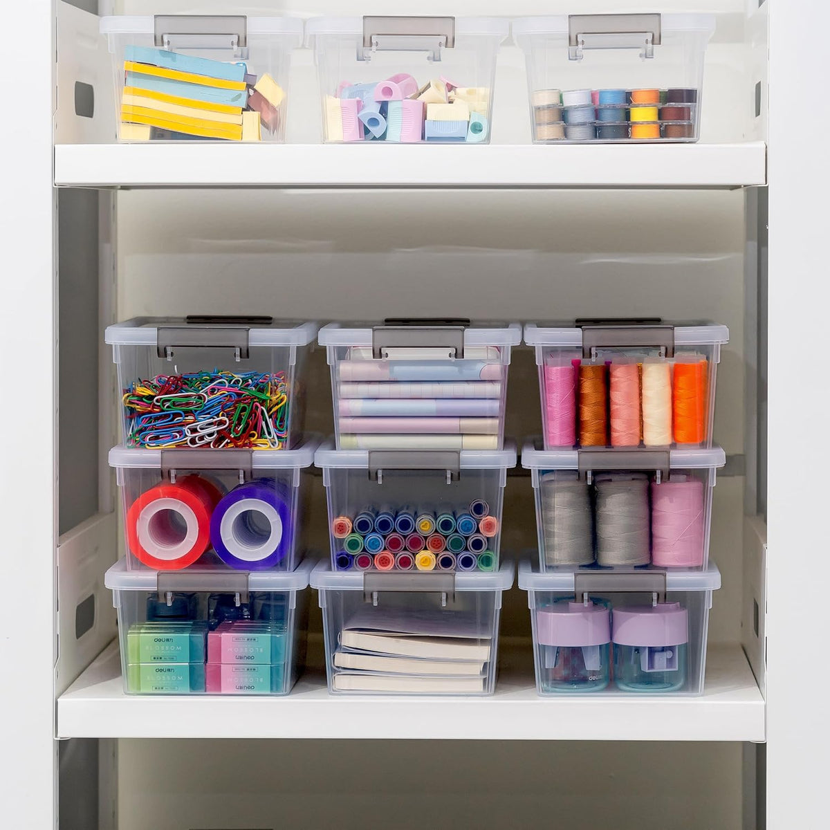 Citylife 1.3Qt Small Storage Bins with Lids,Stackable Clear | Plastic Containers for Beads, Buttons, Sewing Supplies, Office Supplies and Small Toys