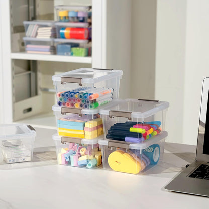 Citylife 1.3Qt Small Storage Bins with Lids,Stackable Clear | Plastic Containers for Beads, Buttons, Sewing Supplies, Office Supplies and Small Toys