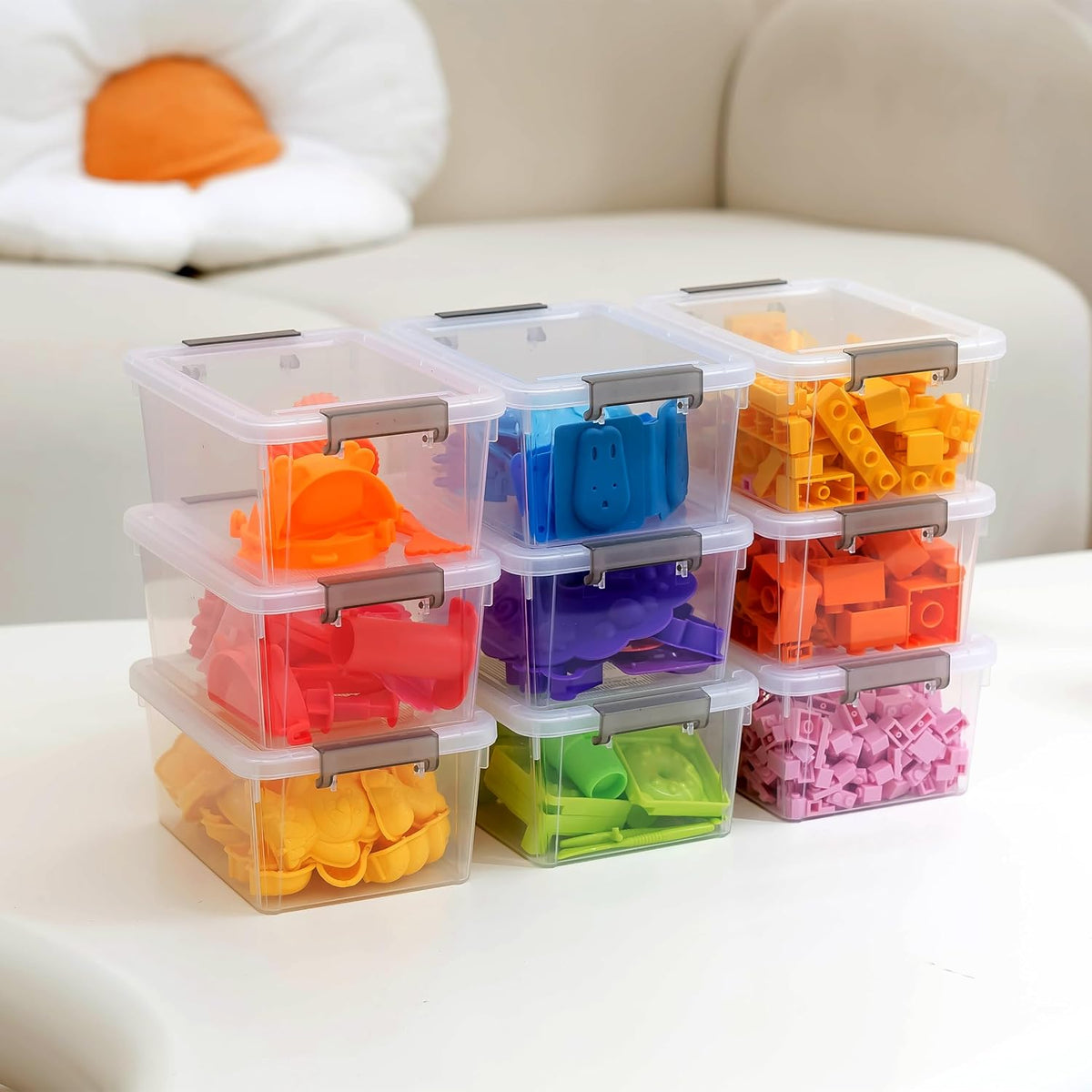 Citylife 1.3Qt Small Storage Bins with Lids,Stackable Clear | Plastic Containers for Beads, Buttons, Sewing Supplies, Office Supplies and Small Toys