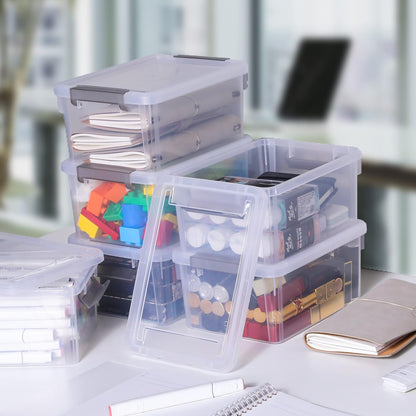 Citylife 1.3Qt Small Storage Bins with Lids,Stackable Clear | Plastic Containers for Beads, Buttons, Sewing Supplies, Office Supplies and Small Toys