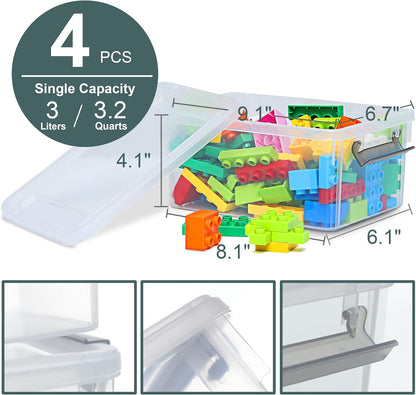 Citylife 1.3Qt Small Storage Bins with Lids,Stackable Clear | Plastic Containers for Beads, Buttons, Sewing Supplies, Office Supplies and Small Toys