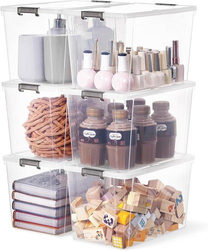 Citylife 1.3Qt Small Storage Bins with Lids,Stackable Clear | Plastic Containers for Beads, Buttons, Sewing Supplies, Office Supplies and Small Toys