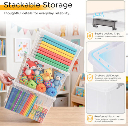 Citylife 1.3Qt Small Storage Bins with Lids,Stackable Clear | Plastic Containers for Beads, Buttons, Sewing Supplies, Office Supplies and Small Toys