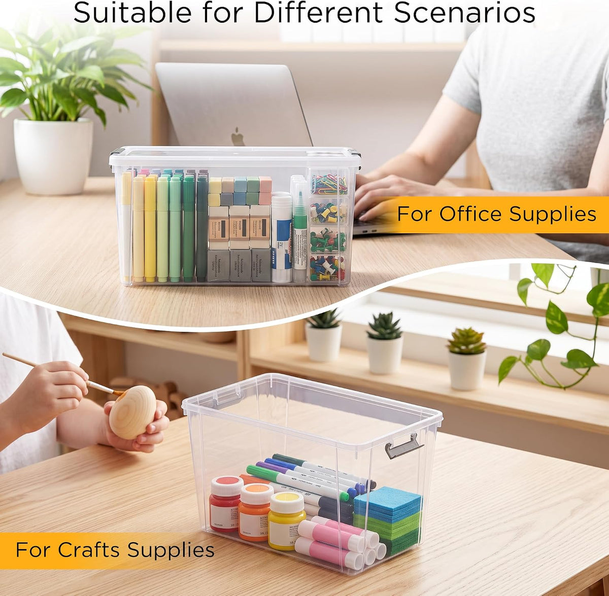 Citylife 1.3Qt Small Storage Bins with Lids,Stackable Clear | Plastic Containers for Beads, Buttons, Sewing Supplies, Office Supplies and Small Toys