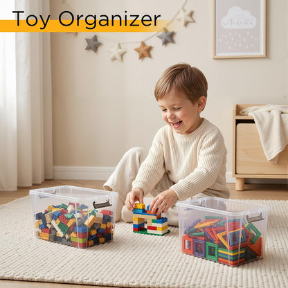 Citylife 1.3Qt Small Storage Bins with Lids,Stackable Clear | Plastic Containers for Beads, Buttons, Sewing Supplies, Office Supplies and Small Toys