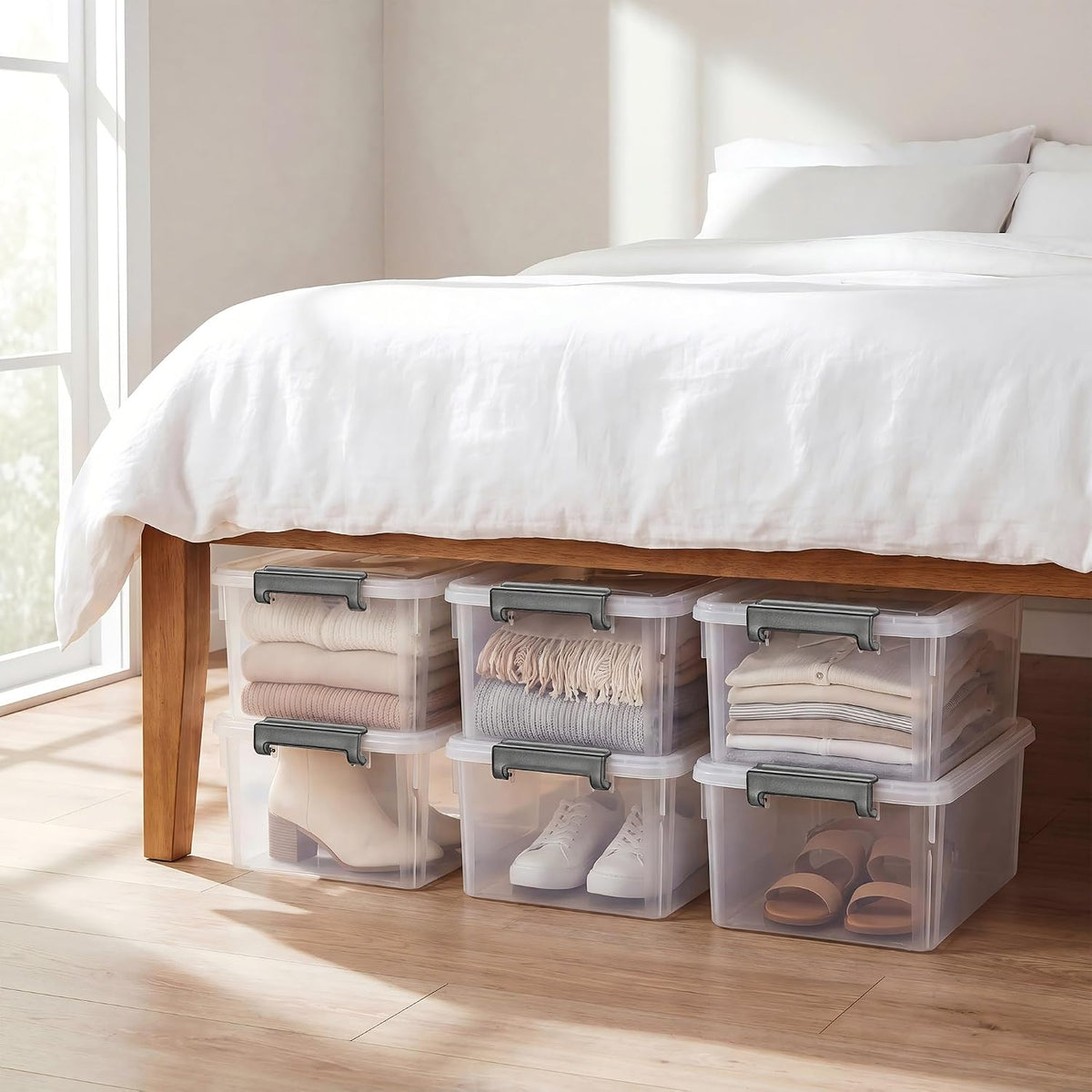 Citylife 1.3Qt Small Storage Bins with Lids,Stackable Clear | Plastic Containers for Beads, Buttons, Sewing Supplies, Office Supplies and Small Toys