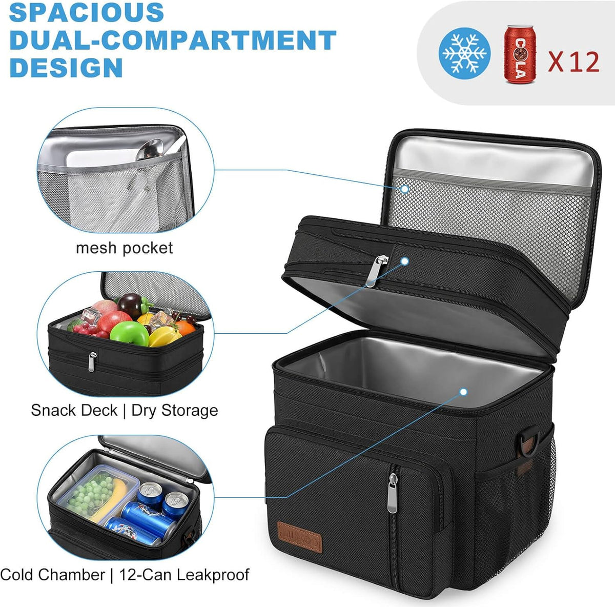 Lunch Bag & Lunch Box for Men Women, Double Deck & Leakproof