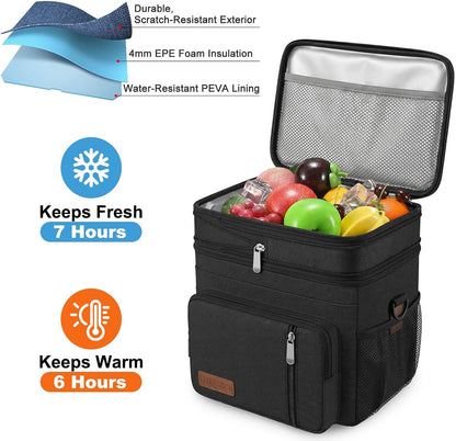 Lunch Bag & Lunch Box for Men Women, Double Deck & Leakproof