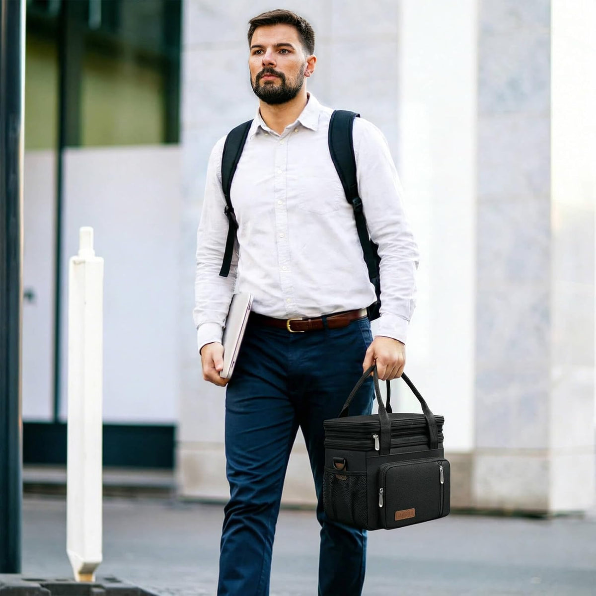 Lunch Bag & Lunch Box for Men Women, Double Deck & Leakproof