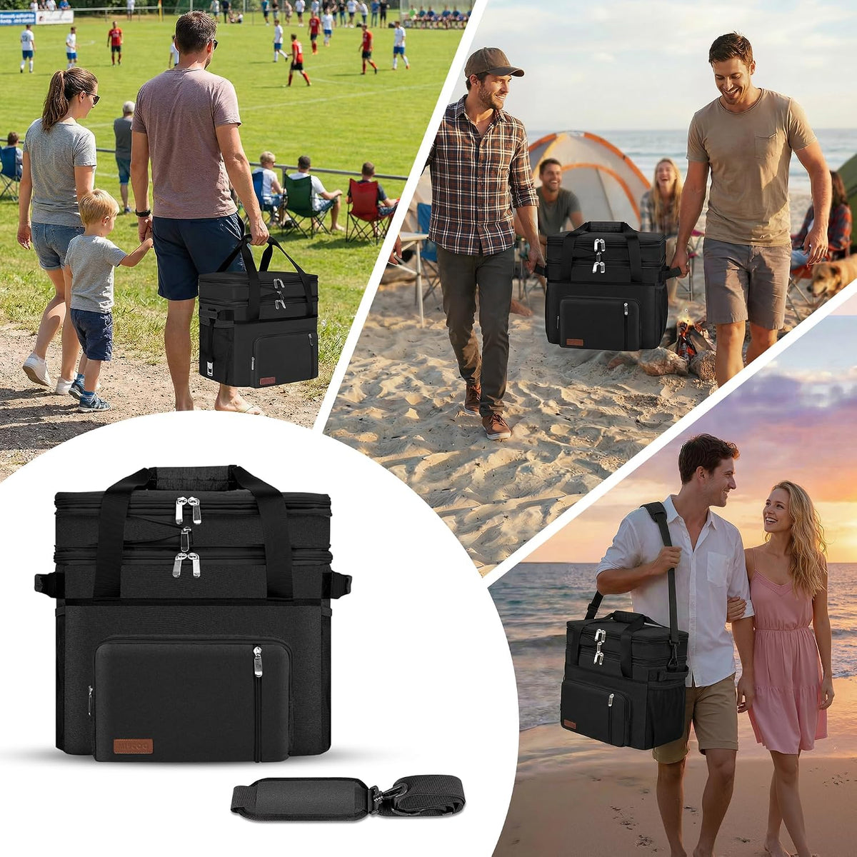 Lunch Bag & Lunch Box for Men Women, Double Deck & Leakproof
