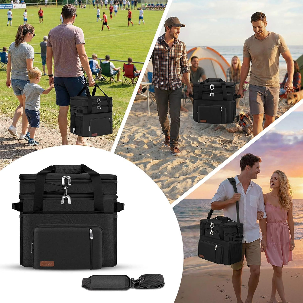 Lunch Bag & Lunch Box for Men Women, Double Deck & Leakproof
