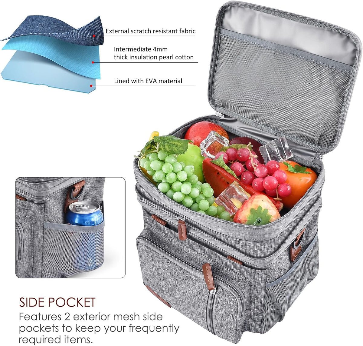 Lunch Bag & Lunch Box for Men Women, Double Deck & Leakproof