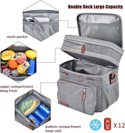 Lunch Bag & Lunch Box for Men Women, Double Deck & Leakproof