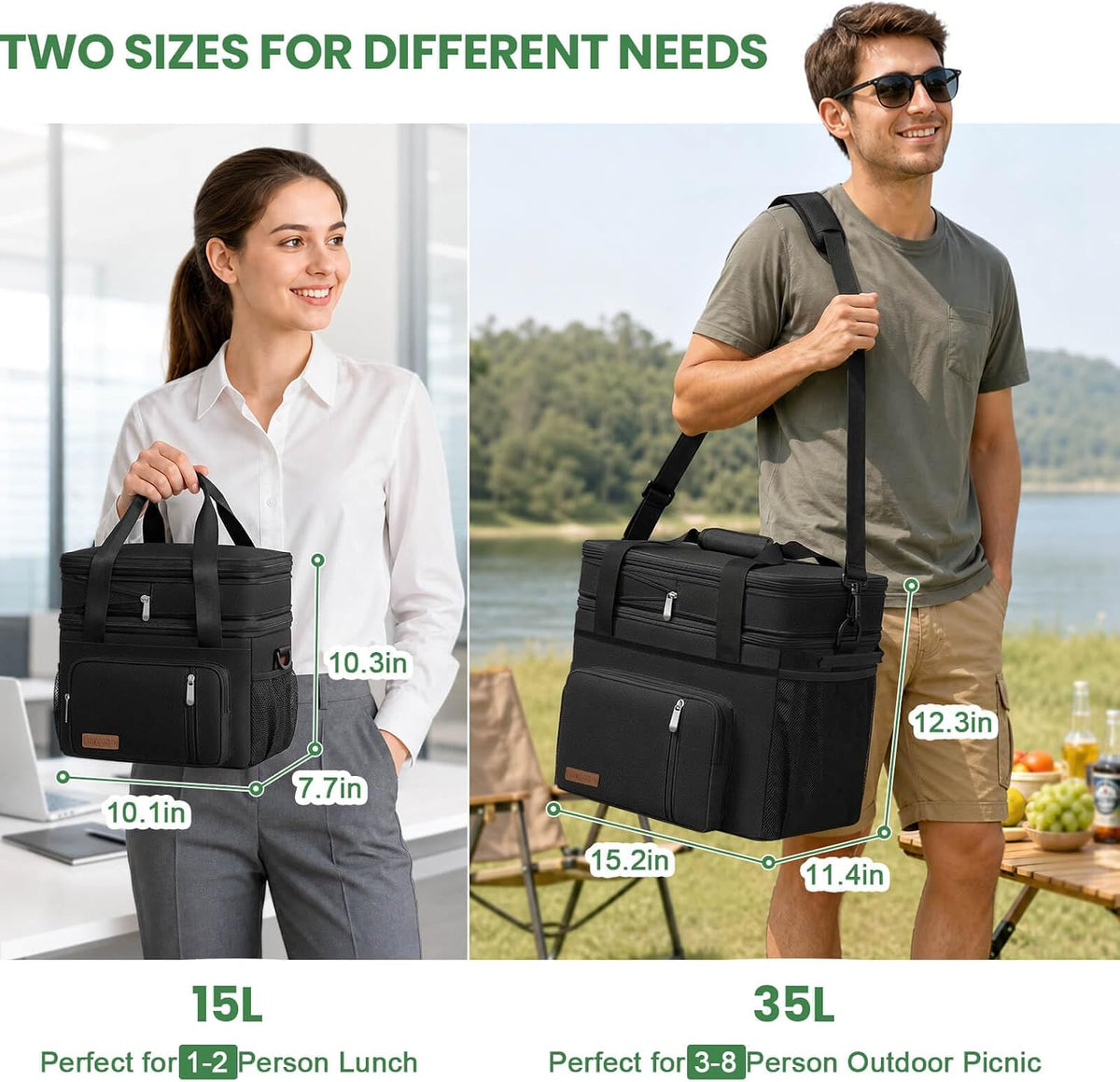 Lunch Bag & Lunch Box for Men Women, Double Deck & Leakproof