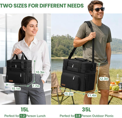 Lunch Bag & Lunch Box for Men Women, Double Deck & Leakproof