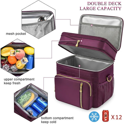 Lunch Bag & Lunch Box for Men Women, Double Deck & Leakproof