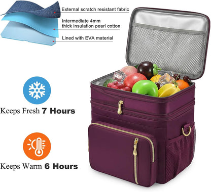 Lunch Bag & Lunch Box for Men Women, Double Deck & Leakproof
