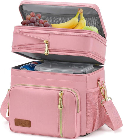 Lunch Bag & Lunch Box for Men Women, Double Deck & Leakproof