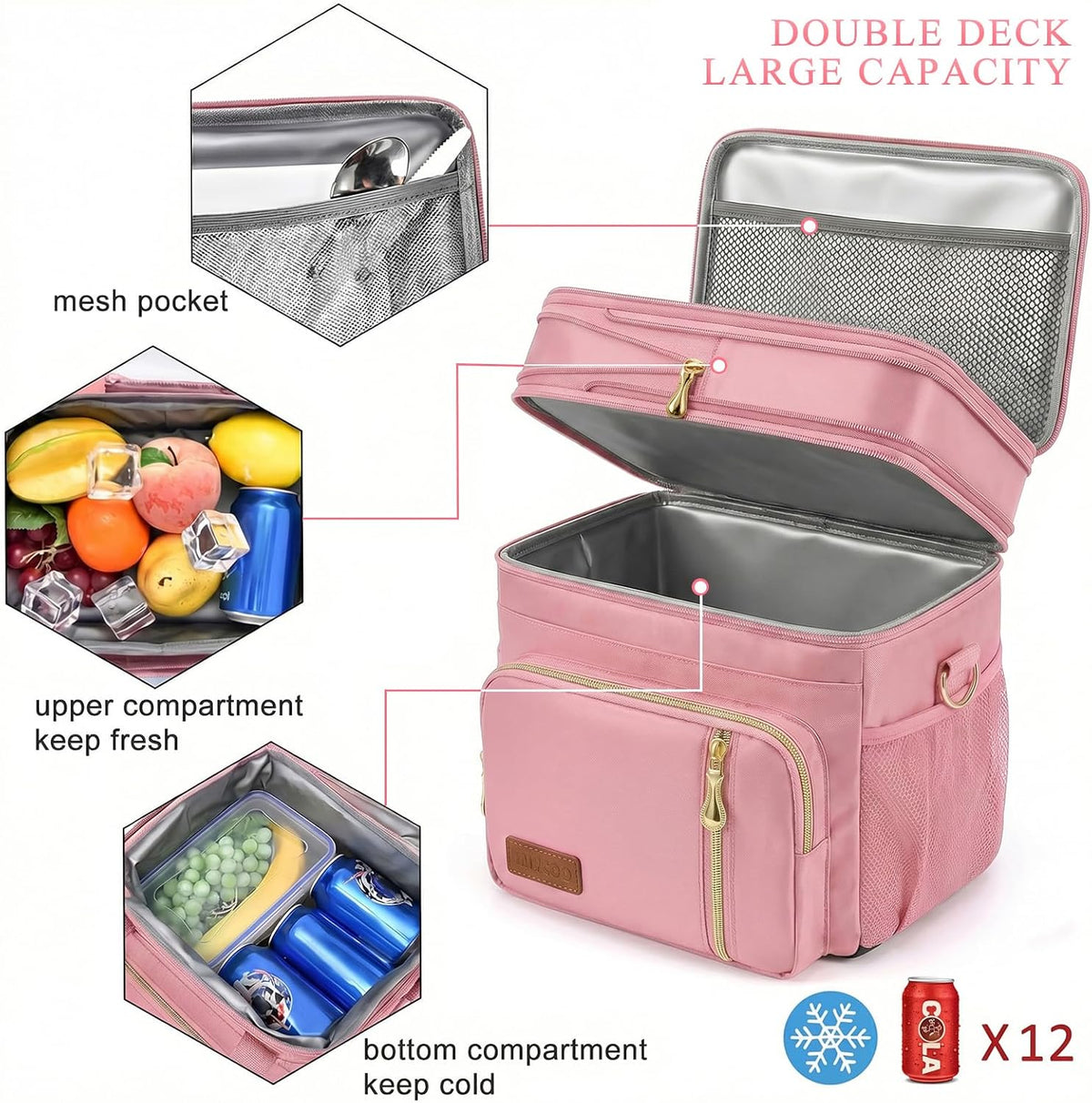 Lunch Bag & Lunch Box for Men Women, Double Deck & Leakproof