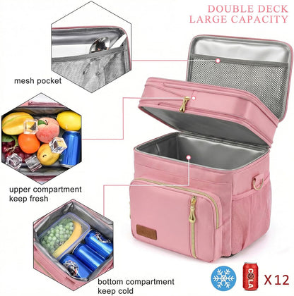 Lunch Bag & Lunch Box for Men Women, Double Deck & Leakproof
