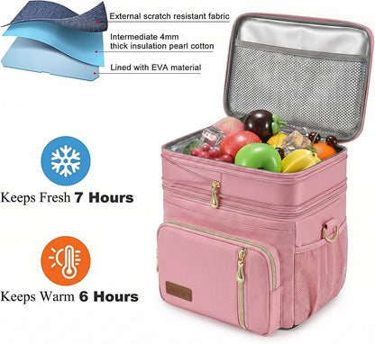 Lunch Bag & Lunch Box for Men Women, Double Deck & Leakproof