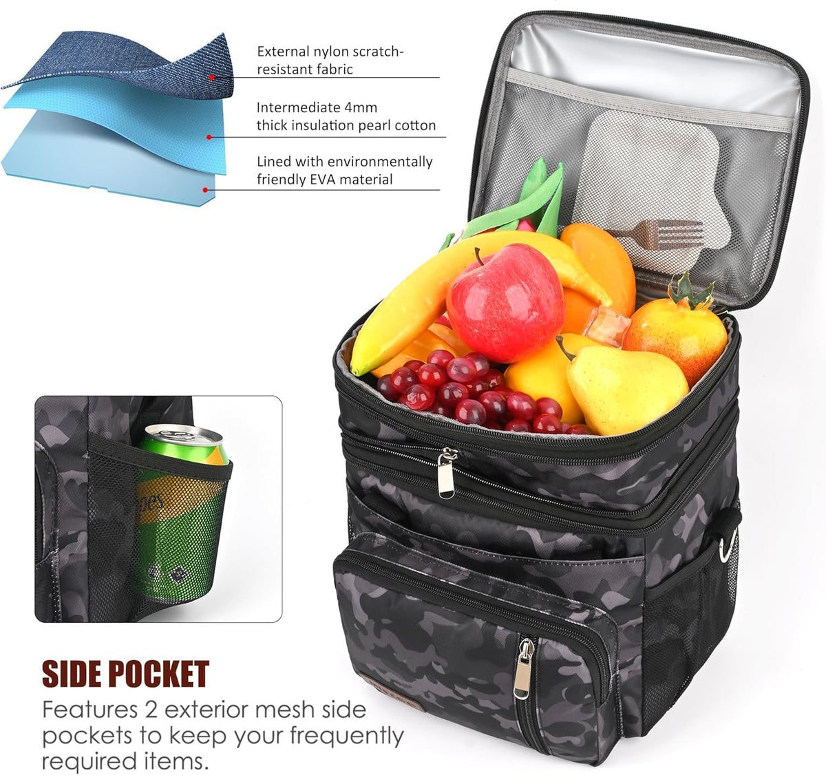 Lunch Bag & Lunch Box for Men Women, Double Deck & Leakproof